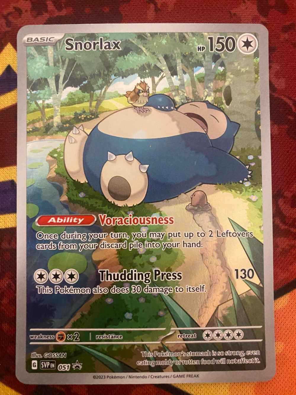Rare sleepy Snorlax Promo card #051 Perfect condition Scarlet and violet